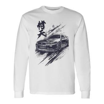 Dark Ink Legendary Skyline R34 Liberty Walk Style Jdm Long Sleeve T-Shirt - Thegiftio UK