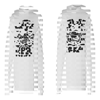 Eat Pie Repeat 面白い感謝祭のユーモア 長袖Tシャツ - Kawaiitshirt