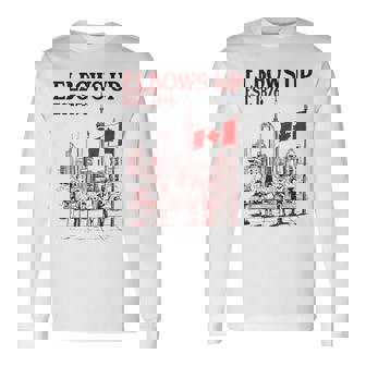 Elbows Up Canada Est 1867 カナダ国旗 カナダ地図 カナダ 長袖Tシャツ - Kawaiitshirt