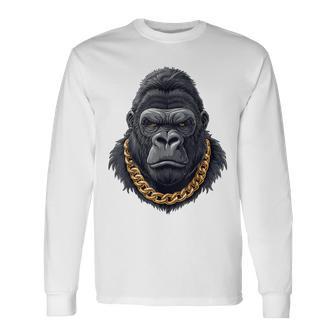 Elegante Collana Con Gorilla Con Catena Dorata Maglietta a maniche lunghe - Novitaregali