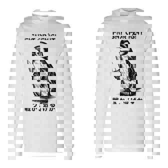 Fight Or Flight Meme Penguin With Knife Long Sleeve T-Shirt - Monsterry