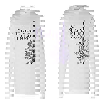 Flutisst Jolie Flûte Et Fleurs Joueur De Flûte T-shirt à manches longues - Cadeauxyz