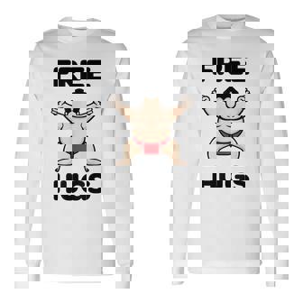 Free Hugs おもしろ相撲力士 相撲ハグ カワイイ相撲ハグ 長袖Tシャツ - Kawaiitshirt