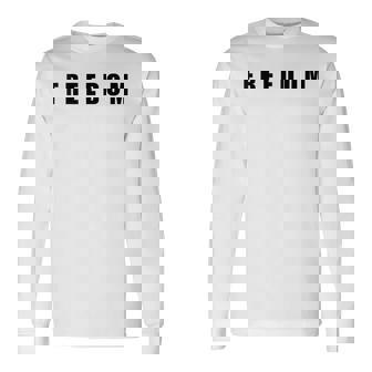 Freedom Text Minimalist Retro Bold Typography Graphic Long Sleeve T-Shirt | Seseable CA