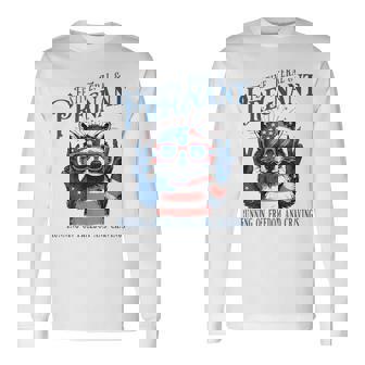 Festive Feral And Pregnant Running On Freedom Raccoon Long Sleeve T-Shirt - Monsterry