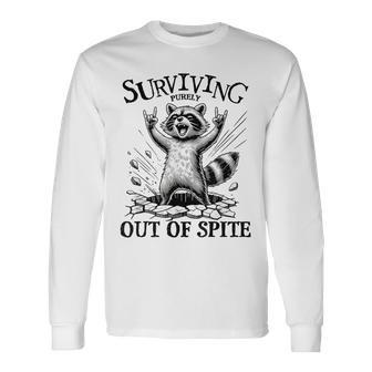 Raccoon Surviving Purely Out Of Spite Humorous Animal Long Sleeve T-Shirt - Thegiftio UK