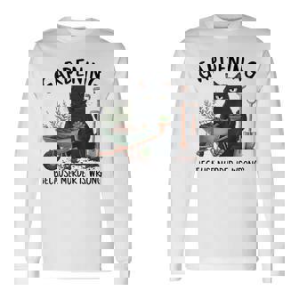 Gardening Because Murder Is Wrong Snarky Cool Gardener Cat Long Sleeve T-Shirt - Thegiftio