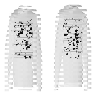 Gatos Divertidos Jugando Con Nota Musical Amante De Los Gatos Camiseta de manga larga - Regaloses