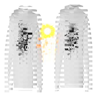 Girasol Diseño Abstracto Flor Pintura Girasol Camiseta de manga larga - Regaloses