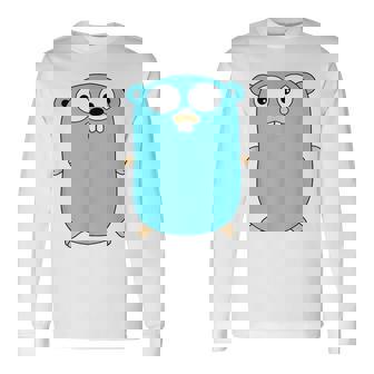 Go Golang プログラミング言語ロゴ マスコットゴファー 長袖Tシャツ - Kawaiitshirt