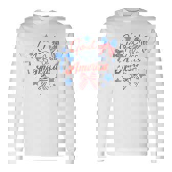 God Bless America コケットボウ 7月4日 キリスト教の愛国心 長袖Tシャツ - Kawaiitshirt