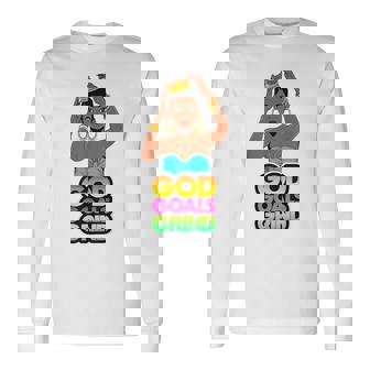 God Goals グラインドメラニン クリスチャン 楽しい ブラック クイーン ガールズ 長袖Tシャツ - Kawaiitshirt