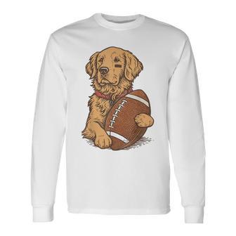 Golden Retriever Dog Football Game Day Touchdown Season Long Sleeve T-Shirt - Thegiftio UK