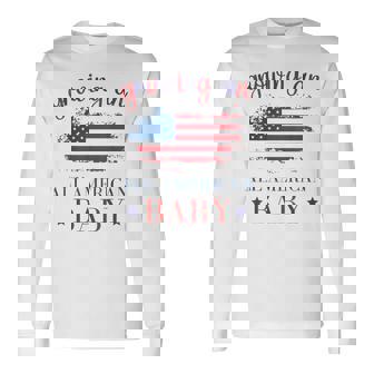 Growing An All American Baby Pregnancy Announcement Long Sleeve T-Shirt | Mazezy