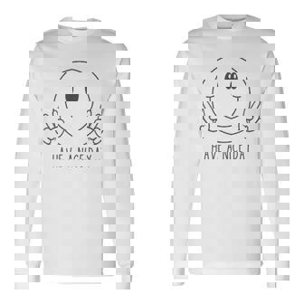 Have A Nice Day 70年代 かわいい ハッピーピース ハンドサイン スマイルフェイス 長袖Tシャツ - Kawaiitshirt