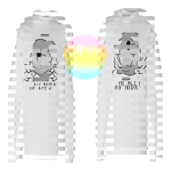 Have A Nice Day Winkingmile Face Peace Wink Happy Face 長袖Tシャツ - Kawaiitshirt