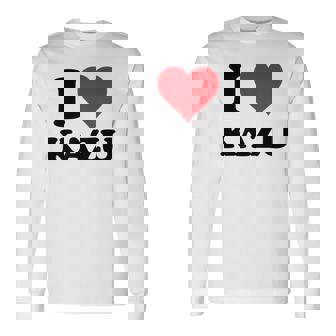 I Heart Kazu 名 I Love パーソナライズ 長袖Tシャツ - Kawaiitshirt