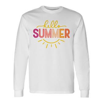 Hello Summer Cool Colorful Popsicle Graphic Long Sleeve T-Shirt - Thegiftio UK