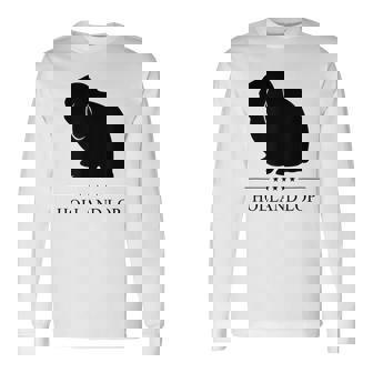 Holland Lop Rabbitブラックシルエット 長袖Tシャツ - Kawaiitshirt