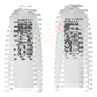Honor The Fallen September 11 Memorial Day American Flag Long Sleeve T-Shirt | Mazezy