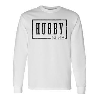 Hubby Est 2025 Just Married Honeymoon Sleek Framed Long Sleeve T-Shirt - Thegiftio UK
