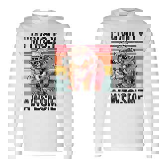 I'm Woolly Awesome 面白い レトロ メンズ レディース キッズ ウーリーマンモス 長袖Tシャツ - Kawaiitshirt