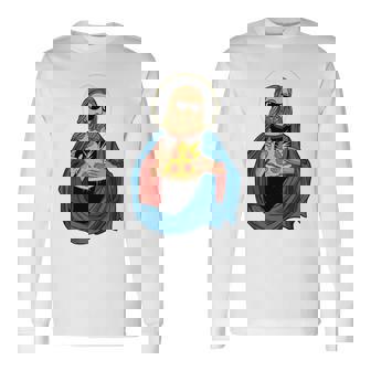 Jesus Holding A Pizza 長袖tシャツ 長袖Tシャツ - Kawaiitshirt