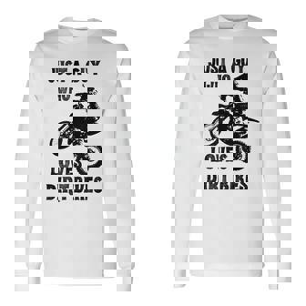 メンズ Just A Guy Who Loves ダートバイク 面白い モトクロス 長袖Tシャツ - Kawaiitshirt