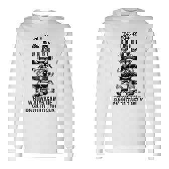 Just A Dad Who Always Came Back With The Milk Raccoon Long Sleeve T-Shirt - Thegiftio UK