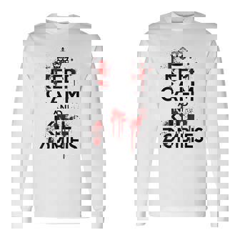 Keep Calm And Kill Zombies Carry Bloodplatter On 長袖Tシャツ - Kawaiitshirt