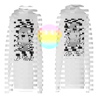 Keepmiling キュート 面白い ハッピー 平和 笑顔 ポジティブ 長袖Tシャツ - Kawaiitshirt