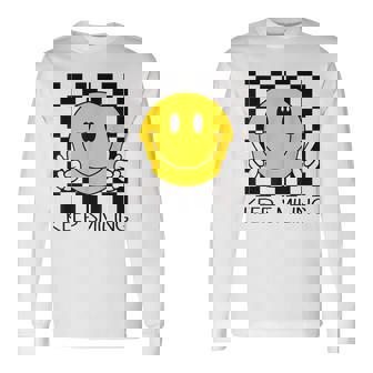 Keepmiling キュート 黄色 幸せ 平和 笑顔 ポジティブ 長袖Tシャツ - Kawaiitshirt