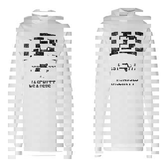 Lee Massachusetts Ma ビンテージ スポーツ デザイン ブラックプリント 長袖Tシャツ - Kawaiitshirt