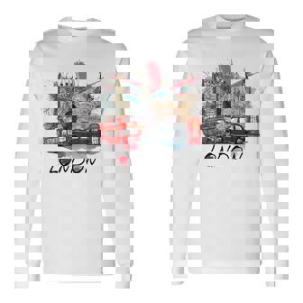 London Uk イギリス ノベルティ グラフィック お土産 ロンドン 長袖Tシャツ - Kawaiitshirt