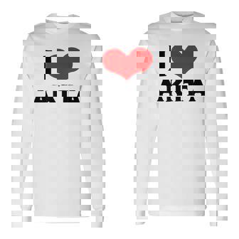 I Love Akita 愛 ハート 秋田 秋田県 日本 お土産 かわいい おしゃれ 長袖Tシャツ - Kawaiitshirt