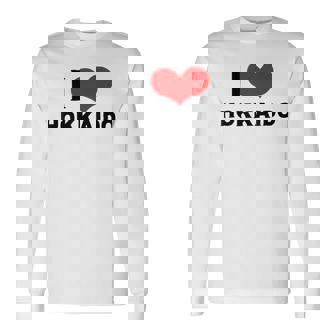 I Love Hokkaido 愛 ハート 北海道 日本 お土産 かわいい おしゃれ 長袖Tシャツ - Kawaiitshirt