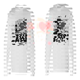 I Love Japan 桜 桜 日本の富士山 寺院 長袖Tシャツ - Kawaiitshirt