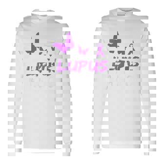 Lupus Warrior パープルバタフライ&リボン ポケット付き 長袖Tシャツ - Kawaiitshirt
