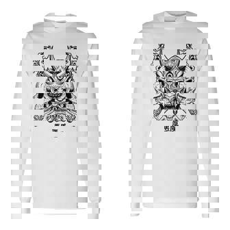 Máscara Oni Dibujada In Mangas Camiseta de manga larga - Regaloses