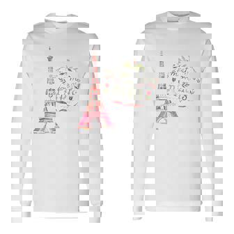 Meet Me In Paris 水彩プリントtシャツ エッフェル塔 長袖Tシャツ - Kawaiitshirt