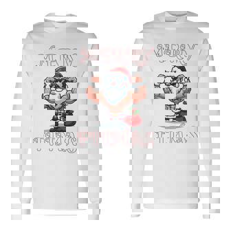 Merry Fitmas クリスマス フィットネス アグリークリスマス スウール サンタ 長袖tシャツ 長袖Tシャツ - Kawaiitshirt
