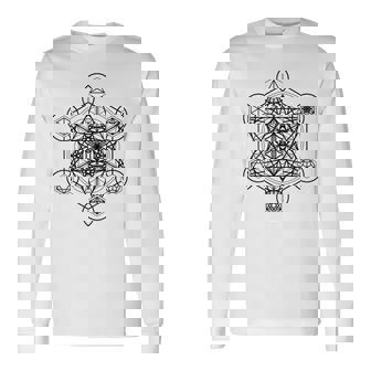 Metatron's Cube Geometríaagradaólidos Platónicos Líneas Negras Camiseta de manga larga - Regaloses