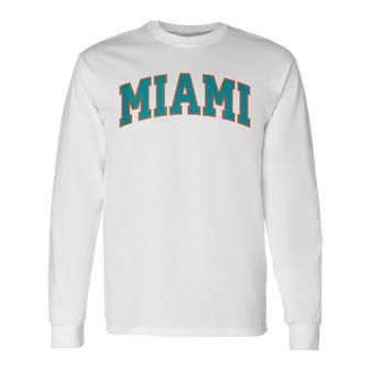 Miami Throwback Print Classic Long Sleeve T-Shirt - Thegiftio UK