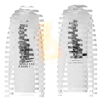 Mischief In Fur 猫写真 キジトラ 猫好き ネタ 猫しもべ 猫飼い 猫依存症 猫オーナー 長袖Tシャツ - Kawaiitshirt