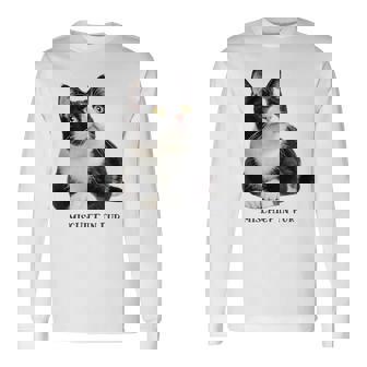 Mischief In Fur 猫写真 ハチワレ猫 黒白猫 猫好き ネタ 猫しもべ 猫飼い 猫依存症 長袖Tシャツ - Kawaiitshirt