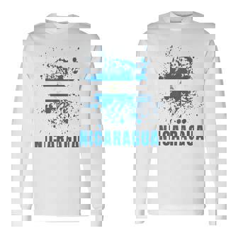 Nicaragua Retrointage Acuarelas Deporte Nicaragüense Bandera Camiseta de manga larga - Regaloses
