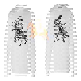 Niños Montar A Caballo Con Un Gato Es Amor Por El Caballo Camiseta de manga larga - Regaloses