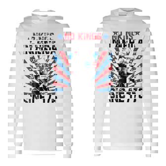 No Kings In America Since 1776 Distressed Usa Flag Vintage Long Sleeve T-Shirt | Mazezy