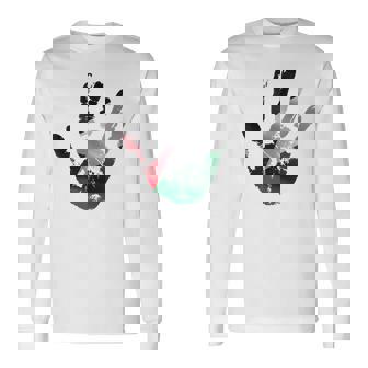 Palestine Flag In A Hand Print Free Palestine Camiseta de manga larga - Regaloses