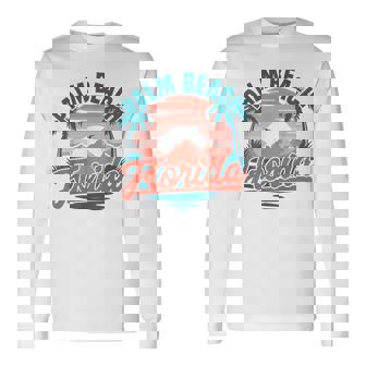 Palm Beach Florideacances Océan Palmier Été Coucher De Soleil T-shirt à manches longues - Cadeauxyz